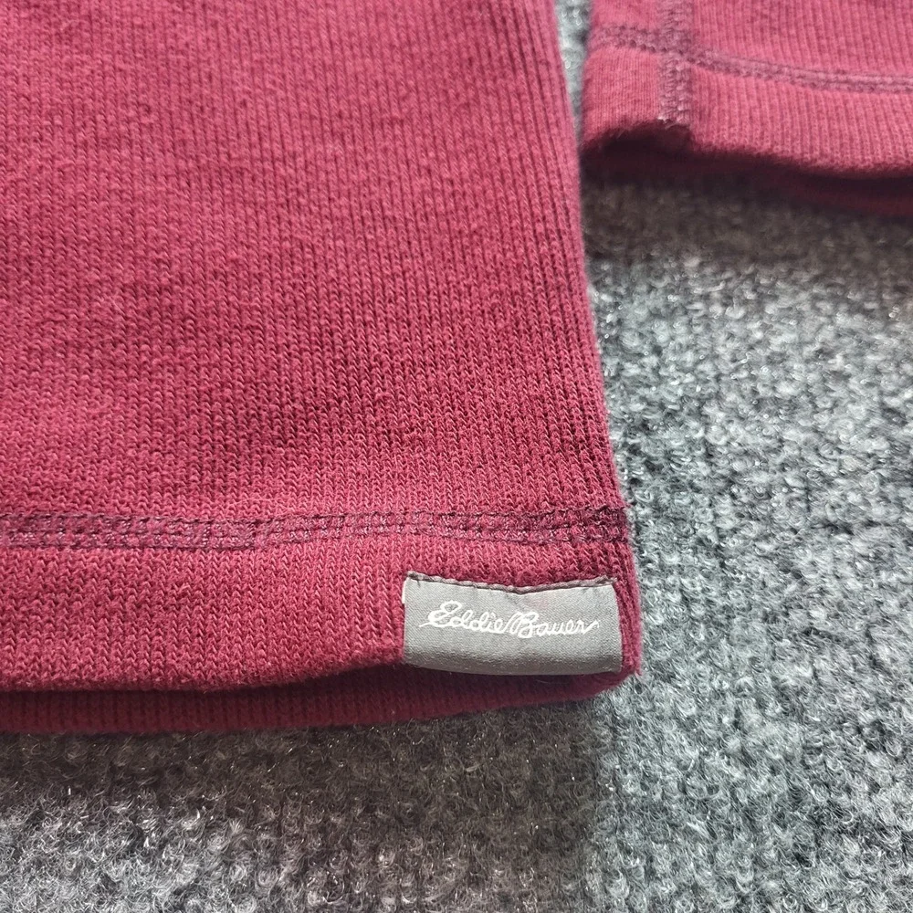 Eddie Bauer Mens TXL Pullover 1/4 Zip Mock Neck Burgundy Long Sleeve